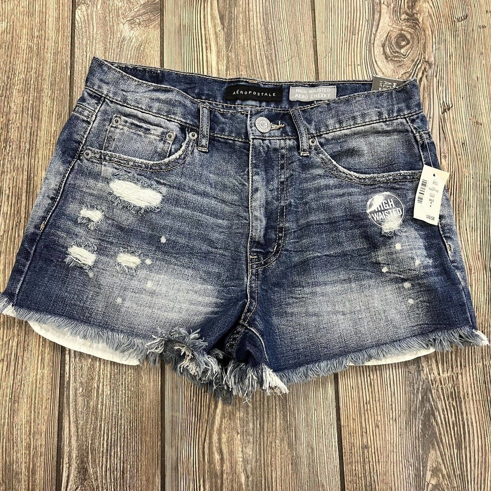 AEROPOSTALE high waisted aero cheeky 6 NWT cutoff distressed denim women shorts